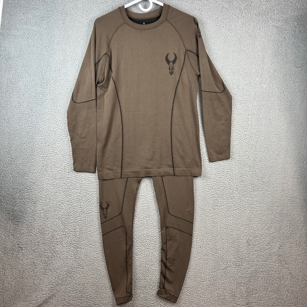 Badlands Latitude Hunting Base Layer Set Mens Brown Top Sz L + Leggins Sz M